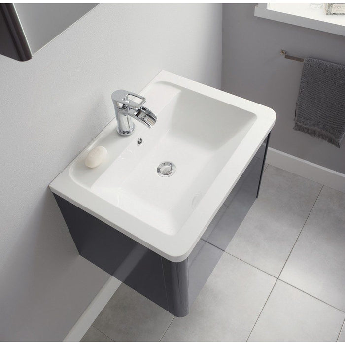 Lucca 600mm Wall Hung Vanity Unit + Basin - Gloss Graphite