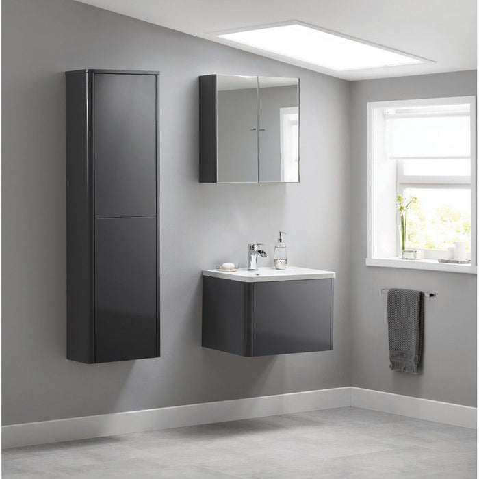 Lucca Tall Wall Hung Unit - Graphite Gloss