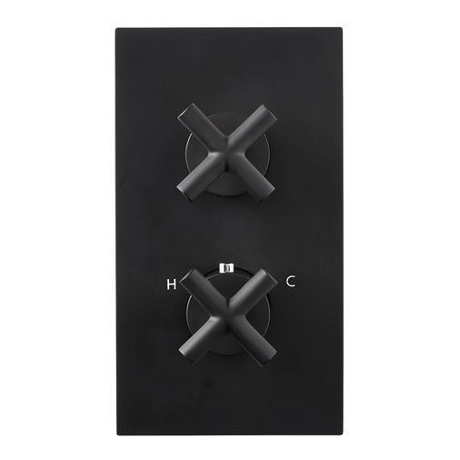 Noir Solex Matt Black Twin Outlet Thermostatic Shower Valve Vertical - Twin Handle - JTP
