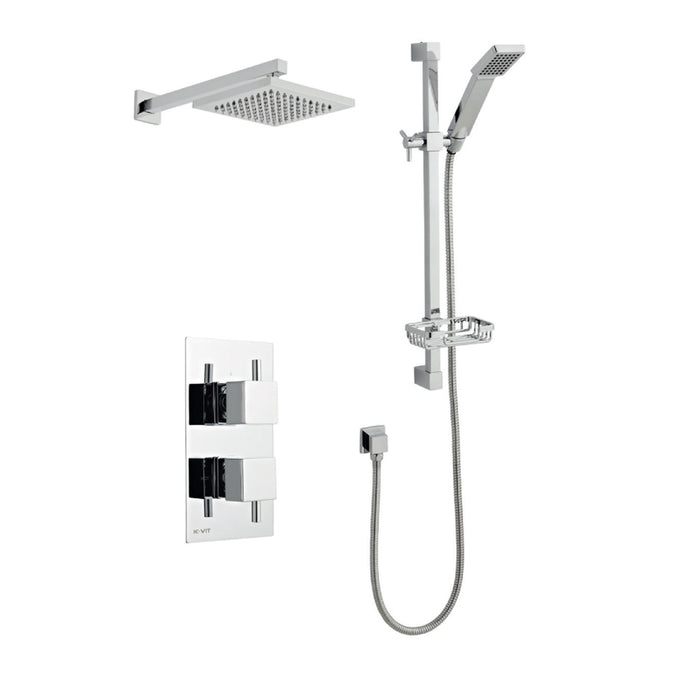 Pure Option 3 Thermostatic Concealed Shower with Adjustable Slide Rail Kit and Overhead Drencher