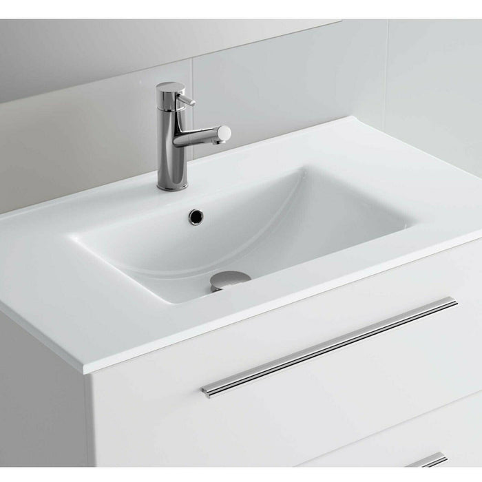 Almagro 600mm 2 drawer Gloss White unit With Basin & Chrome Feet