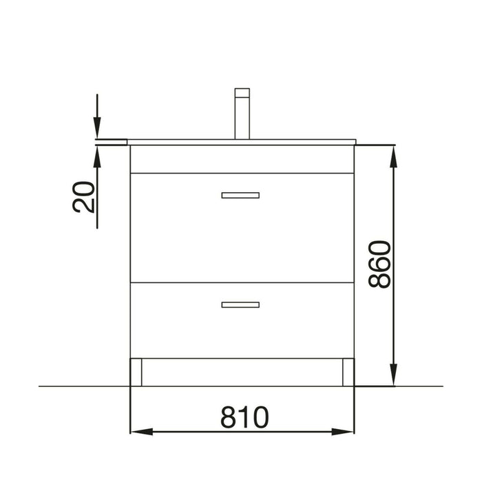 Almagro 600mm 2 drawer Gloss White unit With Basin & Chrome Feet