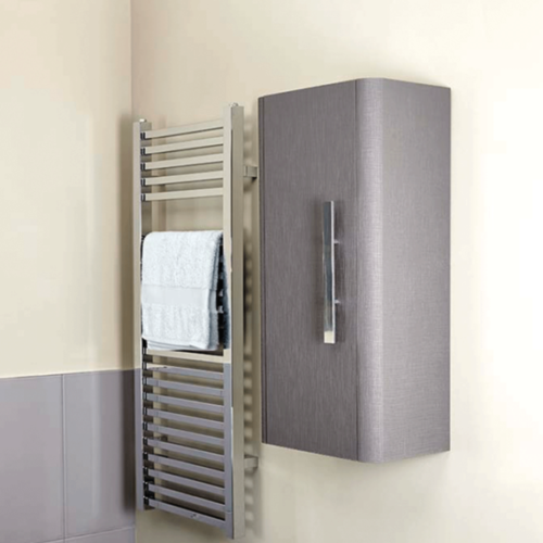 Linen 400mm Mini Tall Wall Hung Cabinet - Textured Finish Grey