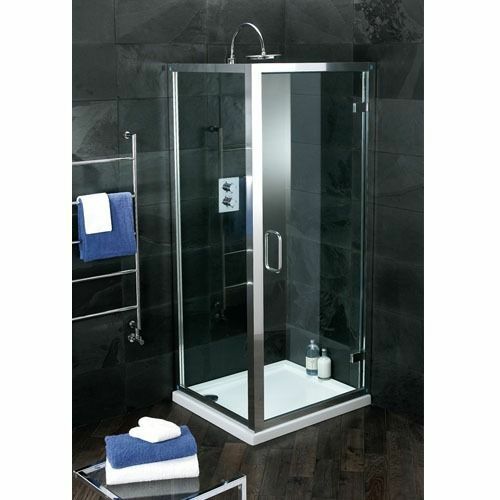 Atlas 900mm Bathroom Hinge Door with Chrome Frame & Clear Glass