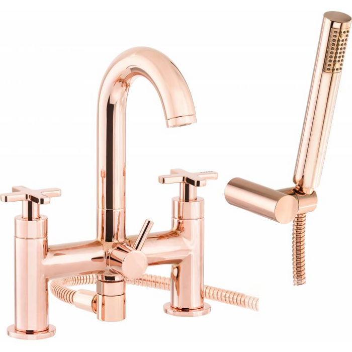 Abode Serenitie Deck Mounted Bath Shower Mixer with Shower Handset in Rose Gold