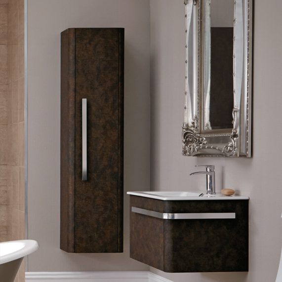 Linen Rust Brown Textured Finish 400 x 300mm Tall Wall Hung Cabinet