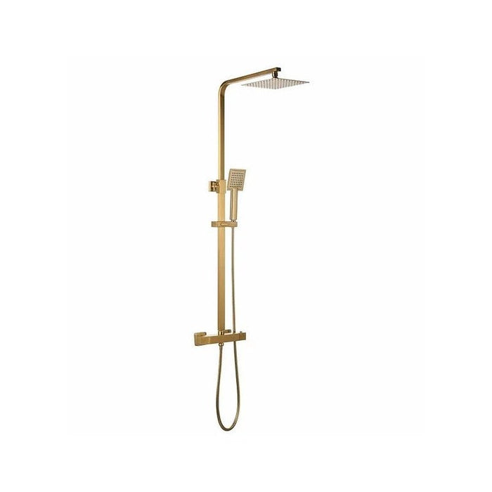 Square Exposed Thermostatic Shower Set - Brass